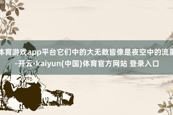 体育游戏app平台它们中的大无数皆像是夜空中的流星-开云·kaiyun(中国)体育官方网站 登录入口